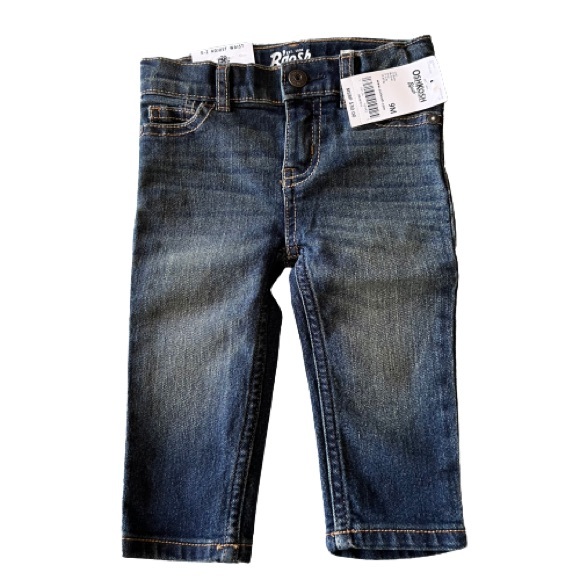 OshKosh B’gosh 9 month boy girl baby straight jeans NWT clip on button - Picture 1 of 7